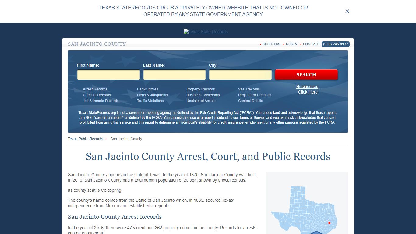 San Jacinto County Arrest, Court, and Public Records
