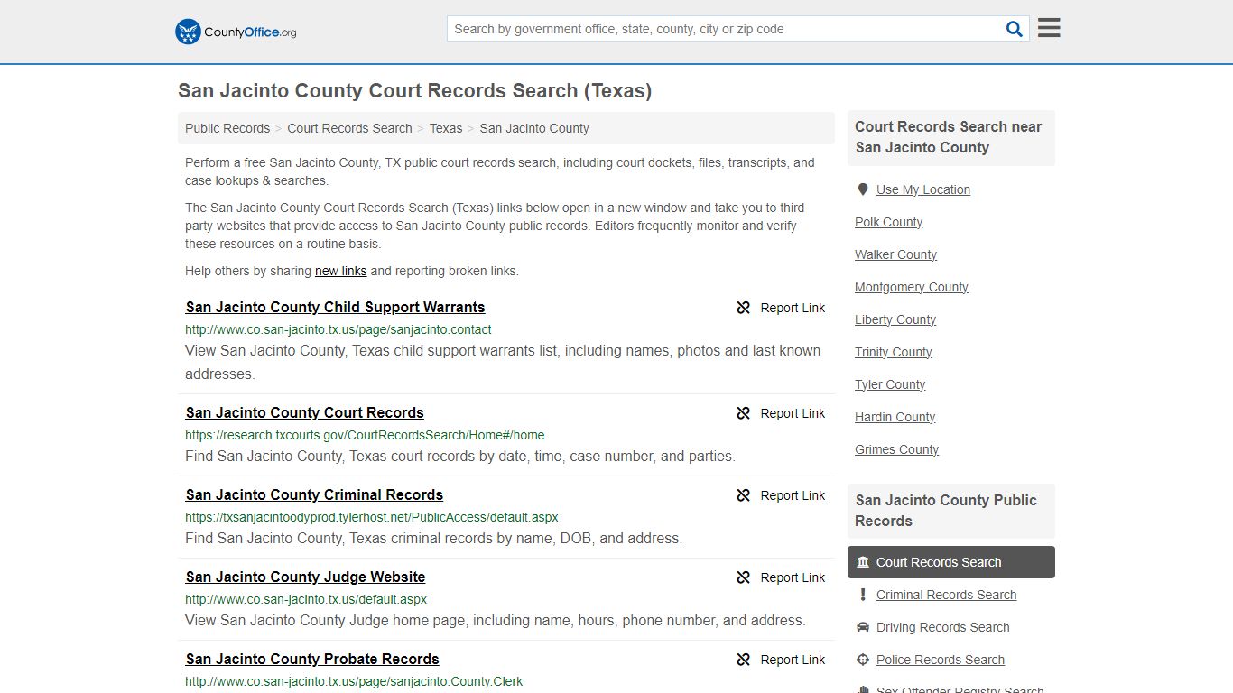 San Jacinto County Court Records Search (Texas) - County Office